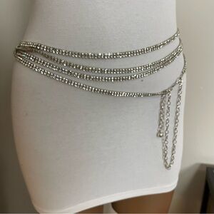 STUNNING! Double Strand RHINESTONE Wrap-around WAIST or HIP BELT